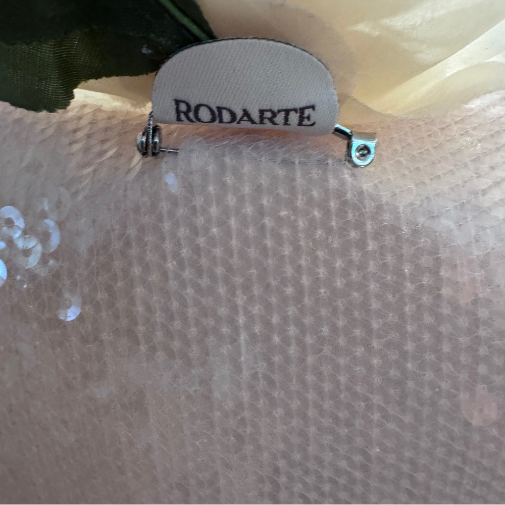 Rodarte translucent nude sequin slip Floral appliqué gown size 4 - Picture 14 of 14